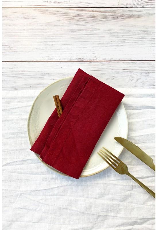 Red wine| Maroon linen cloth napkins 