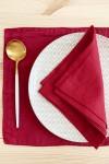 Dark red wine linen cloth napkins dinner wedding