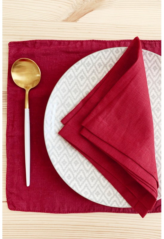 Red wine| Maroon linen cloth napkins 