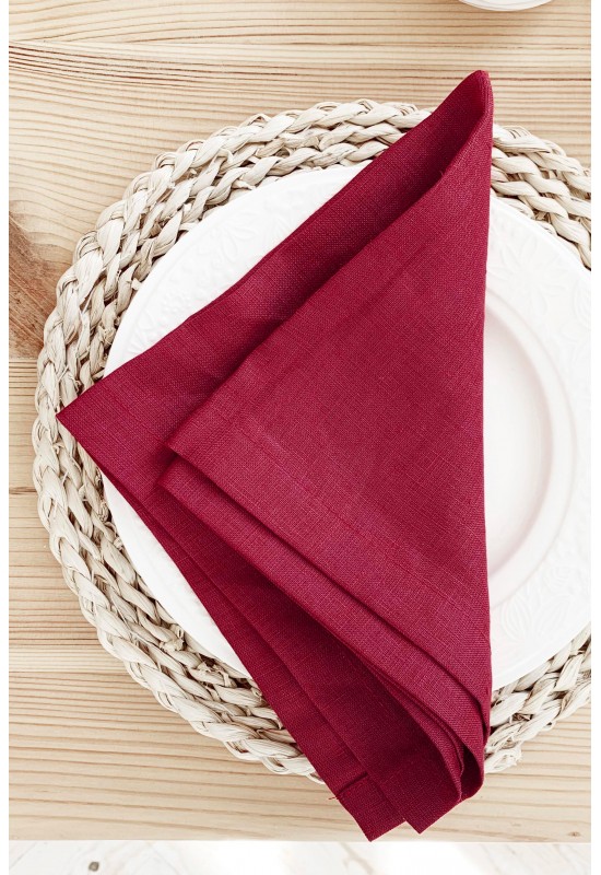 Red wine| Maroon linen cloth napkins 