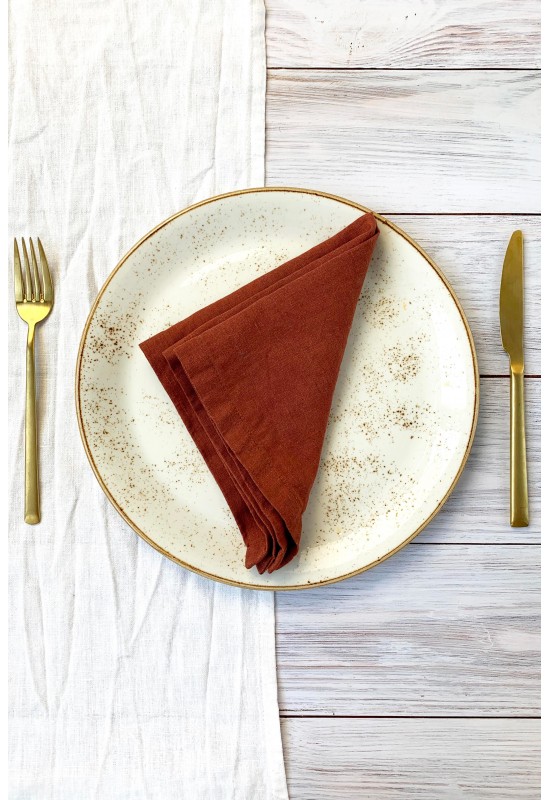 Linen napkins in Terracotta 