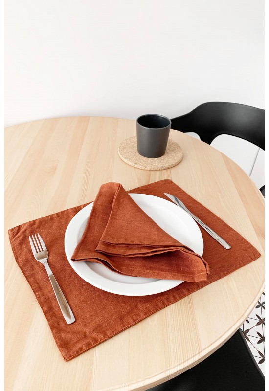 Terracotta | Burnt orange linen cloth napkins 