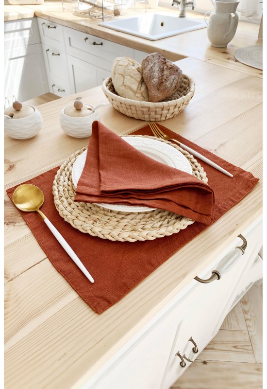 Terracotta | Burnt orange linen cloth napkins 