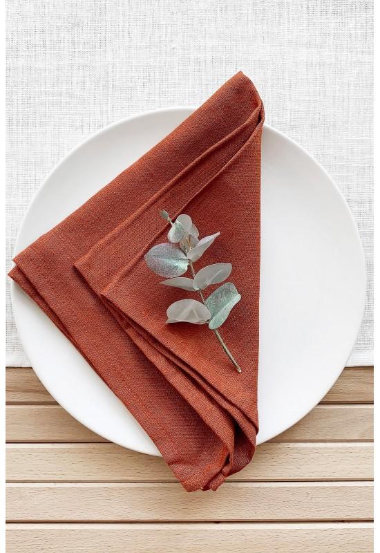 Terracotta Burnt orange linen napkins Cloth Dinner Rust Wedding Bulk