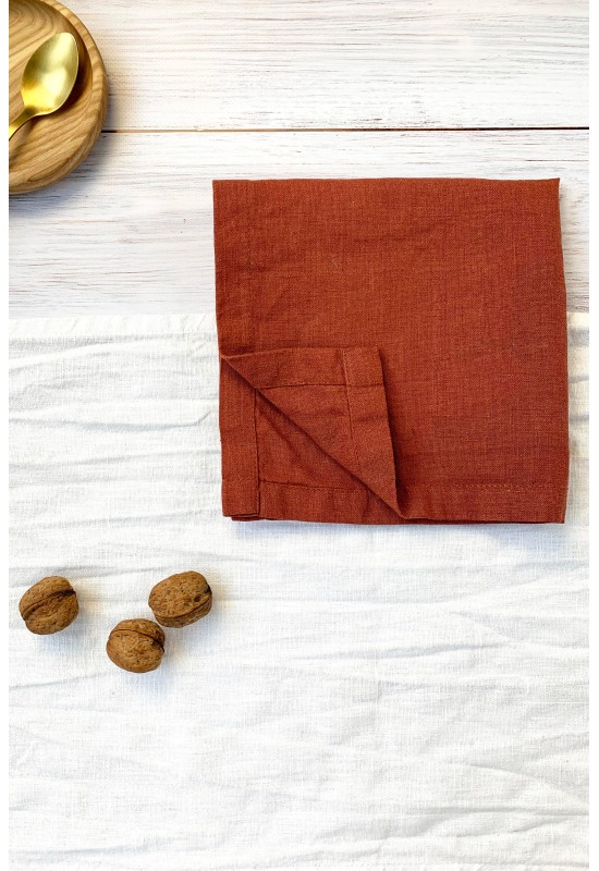 Terracotta Linen Cloth Napkins, Wedding, Dinner