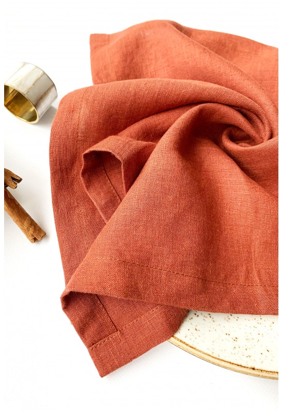 Terracotta | Burnt orange linen cloth napkins 