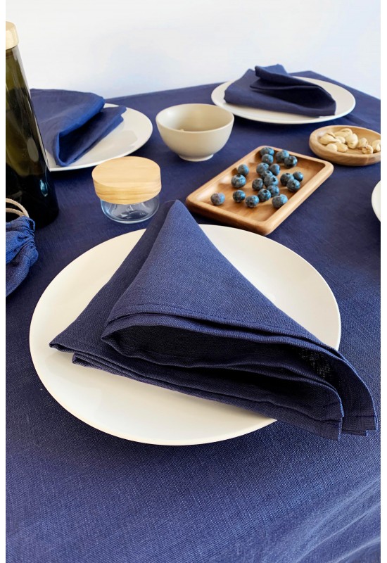 Navy Dark Blue | Linen Cloth Napkins 