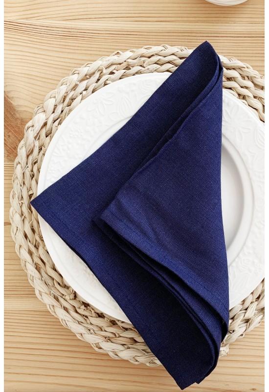Dark Navy blue linen napkins Cloth Dinner Wedding 