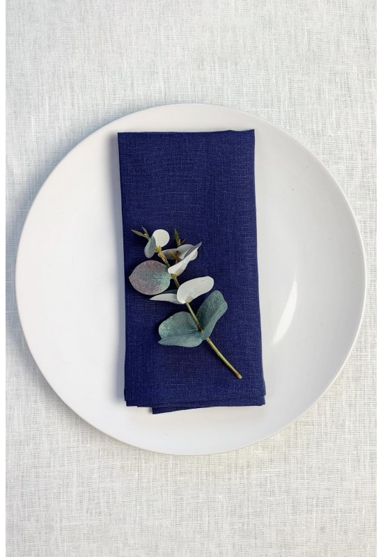 Navy Dark Blue Linen Cloth Napkins, Wedding, Dinner