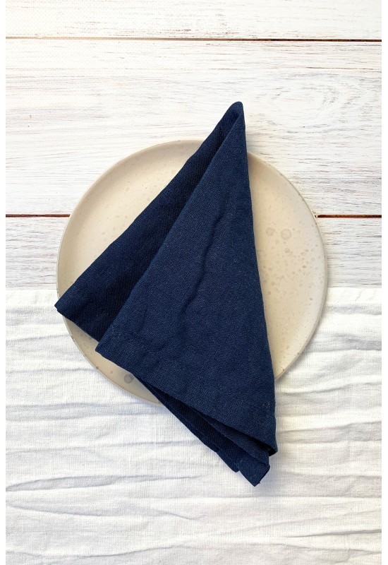 Navy Dark Blue | Linen Cloth Napkins 