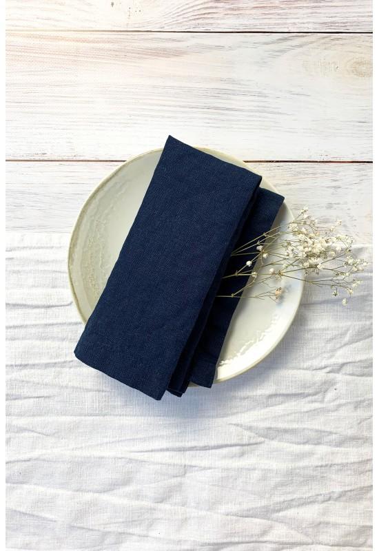 Dark Navy blue linen napkins Cloth Dinner Wedding 