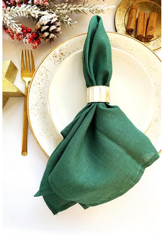 Emerald Dark Green Linen Cloth Napkins