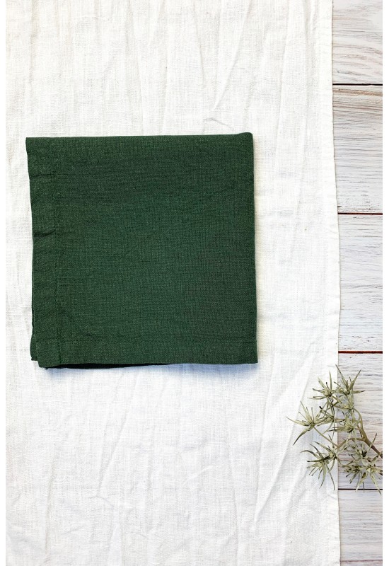 Emerald Dark Green Linen Cloth Napkins