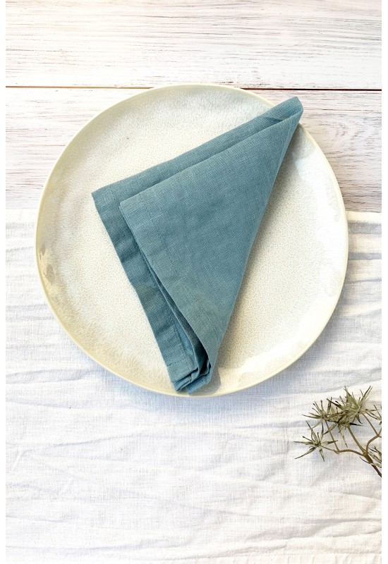 Light Dusty Blue Linen Cloth Napkins for Weddings, Dinner Parties