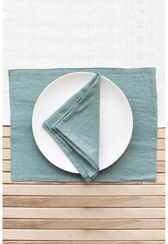 Light Dusty Blue Linen Cloth Napkins for Weddings, Dinner Parties