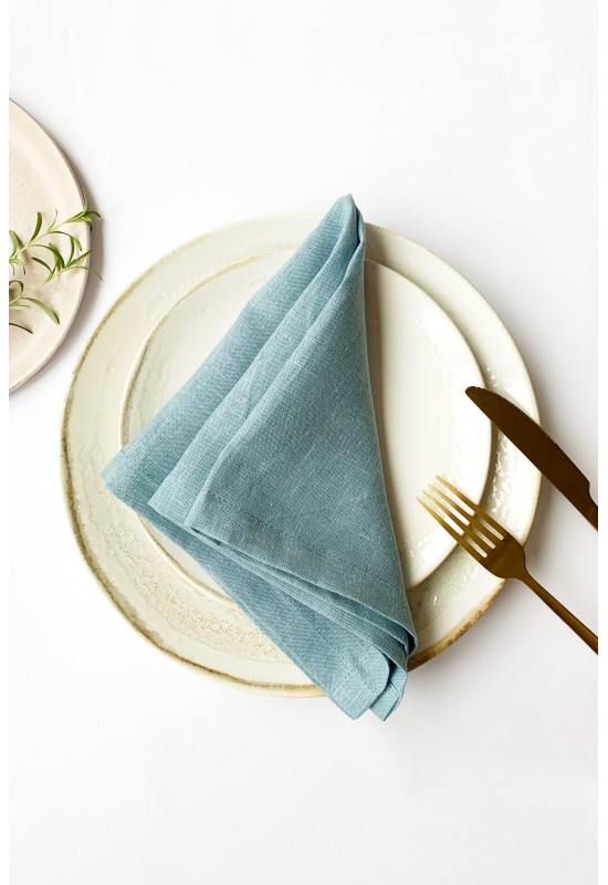 Light Dusty Blue Linen Cloth Napkins