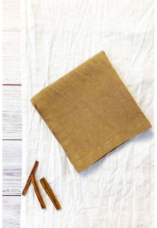 Golden brown linen cloth napkins 