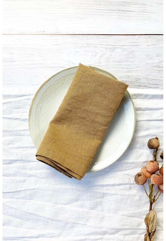 Linen Napkins Bulk, Wedding Napkins Cloth, Golden Brown Napkins