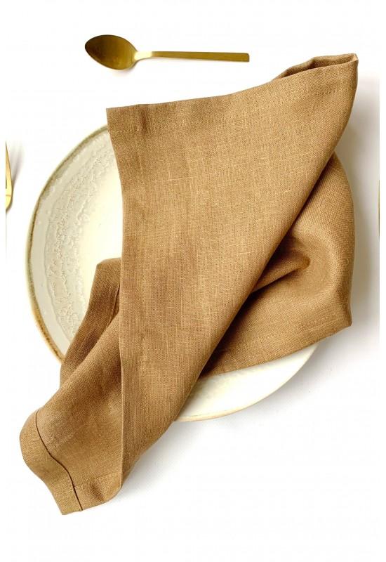 Golden brown linen napkins cocktail dinner wedding 