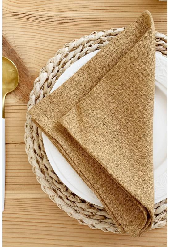 Golden brown linen cloth napkins 