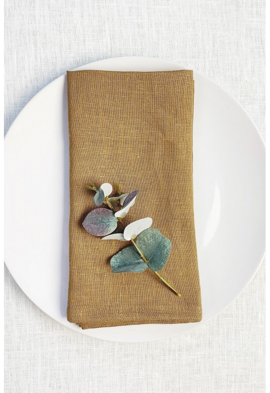 Golden brown linen cloth napkins 