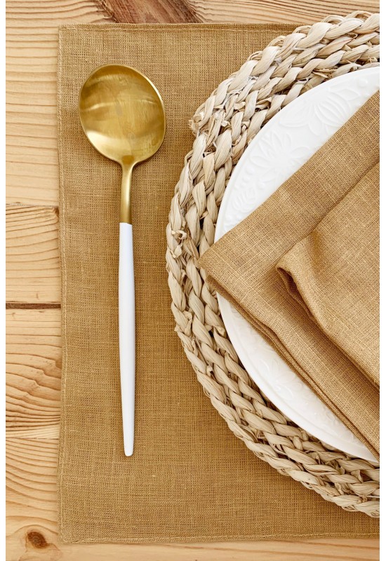 Golden brown linen cloth napkins 