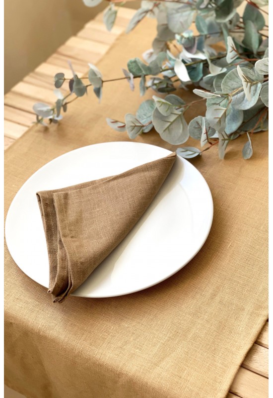 Golden brown linen cloth napkins 