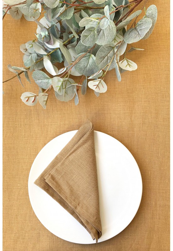 Golden brown linen cloth napkins 