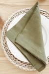 Cloth linen napkin olive green wedding dinner moss