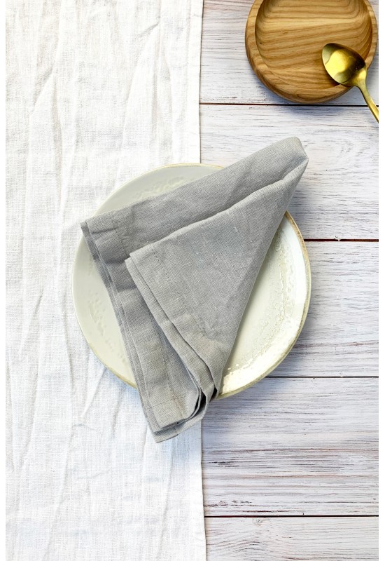 Linen Cloth Napkins in Light Gray