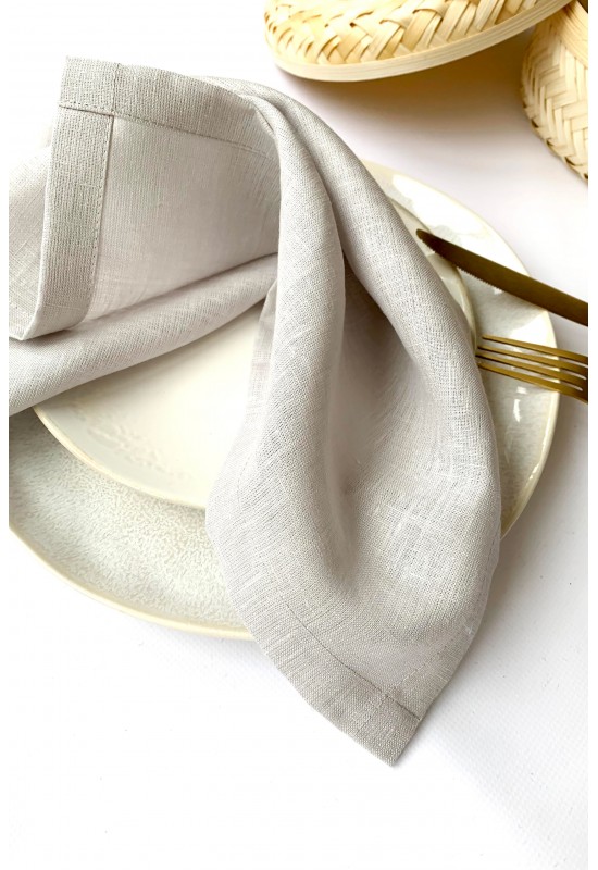 Linen Cloth Napkins in Light Gray