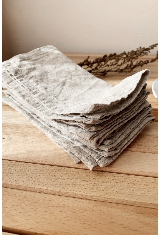 Light Gray Beige Natural Linen napkins