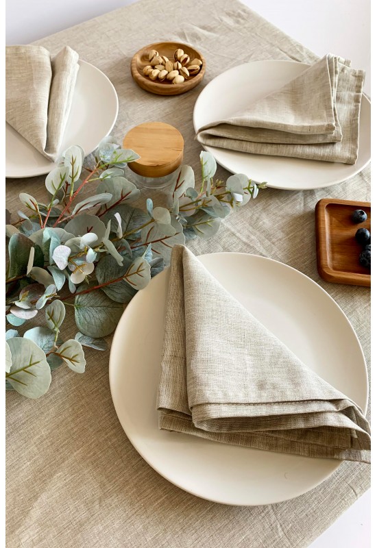 Light Gray Beige Linen Cloth Napkins