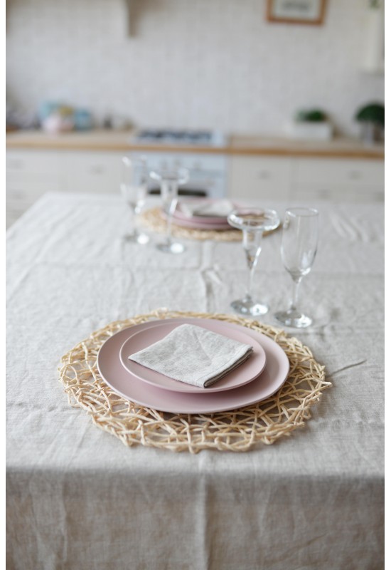 Natural Linen Napkins Set. Kitchen Table Napkin Cloths. 