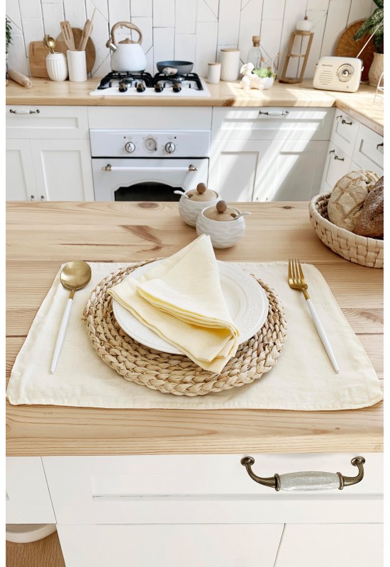 Table Setting Natural Linen Napkins Set of 12 Reusable Napkins