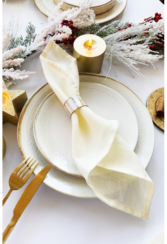 OFF WHITE Linen Napkin Set: 2, 4, 6, 8, 10, 12 Napkins. Ivory White Linen  Napkin Set. Natural Linen Napkins. Table Decor, Table Linens 