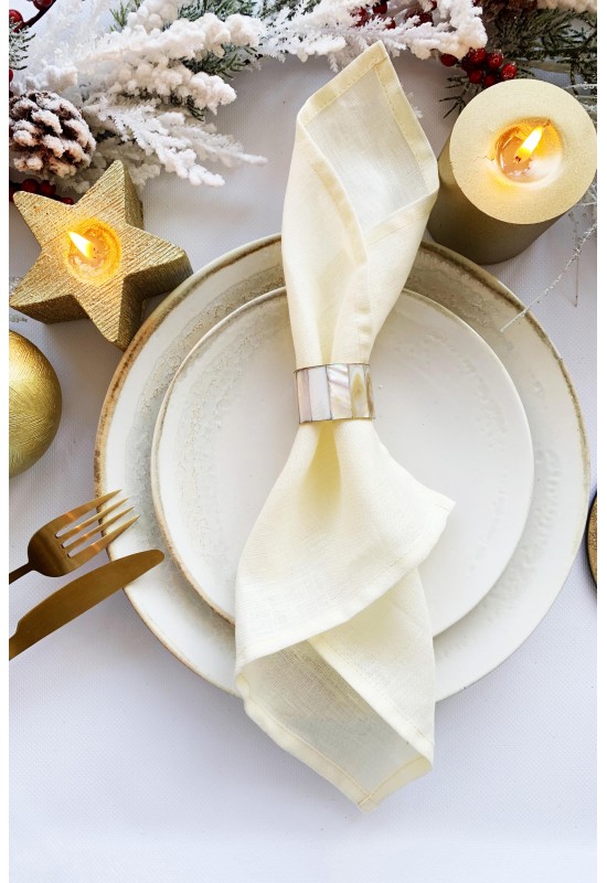 Table Setting Natural Linen Napkins Set of 12 Reusable Napkins