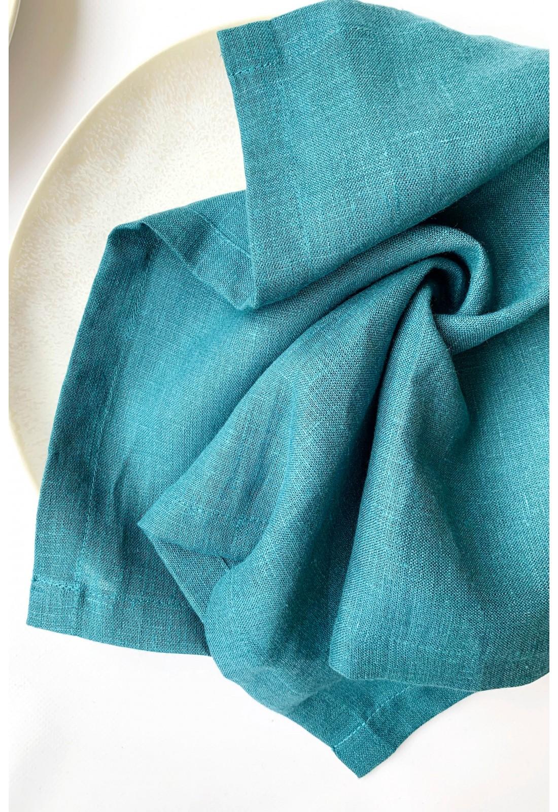Teal linen napkins Cloth Dinner Wedding Dark Turquoise Bulk Bulk set