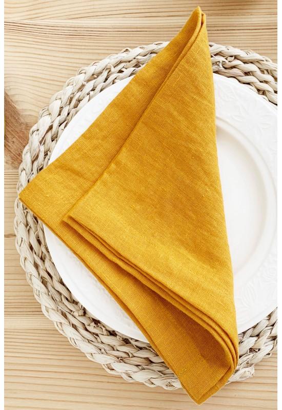 Mustard Yellow | Amber Linen Cloth Napkins 