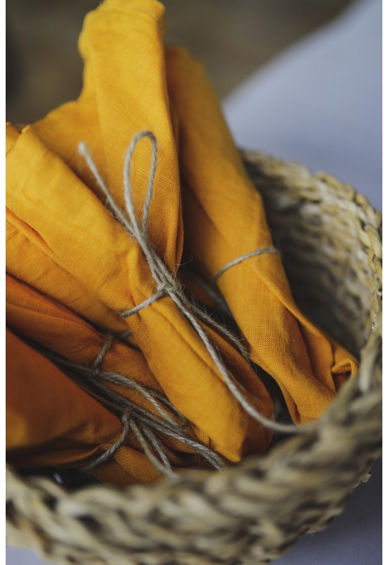 Mustard Yellow | Amber Linen Cloth Napkins 