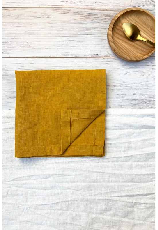 Mustard Yellow | Amber Linen Cloth Linen napkins 