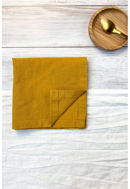 Mustard Yellow | Amber Linen Cloth Napkins 