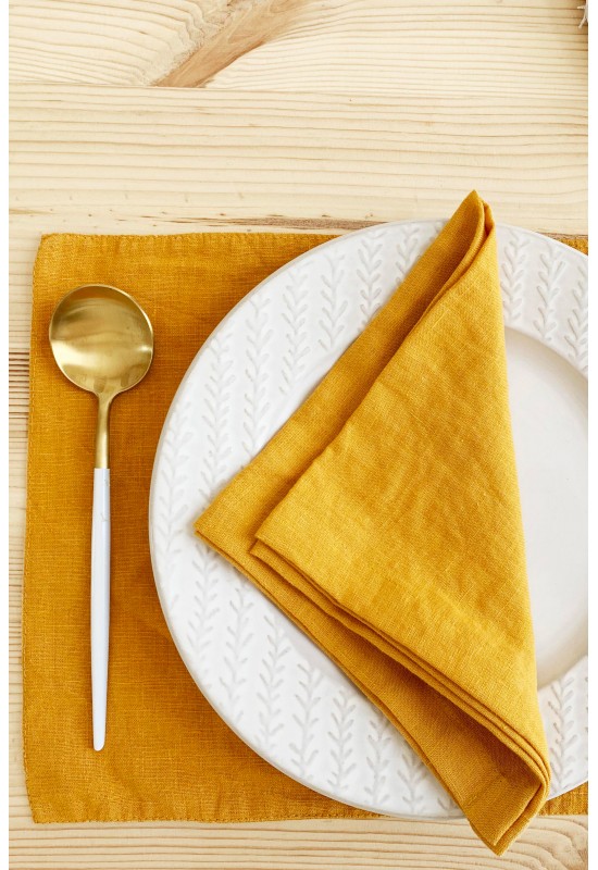 Mustard Yellow | Amber Linen Cloth Napkins 