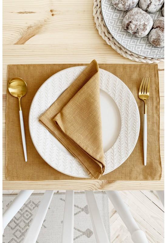 Golden brown linen placemats natural Dinner Set