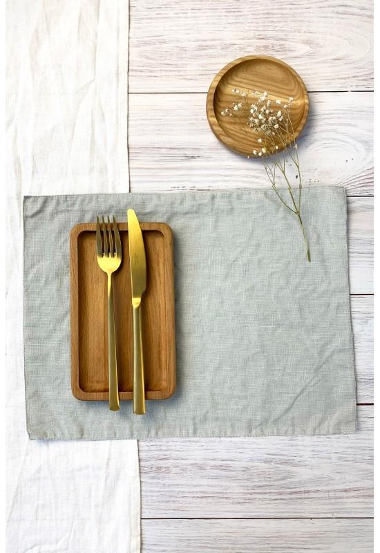 Linen table placemats in Light grey