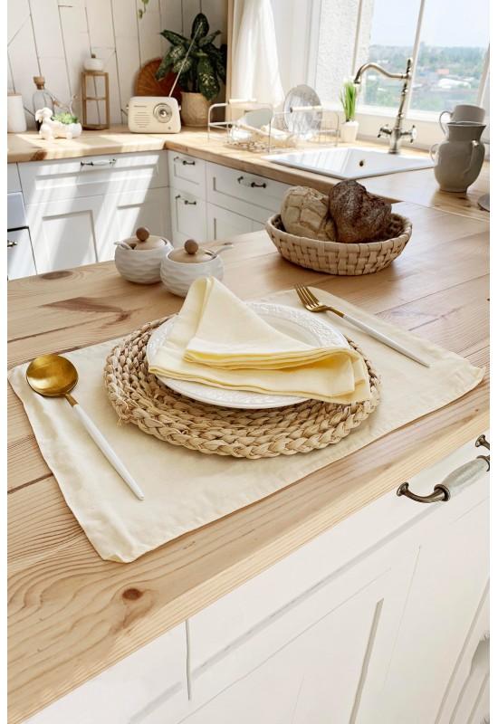 Off white linen table placemats Dinner cloth Ivory