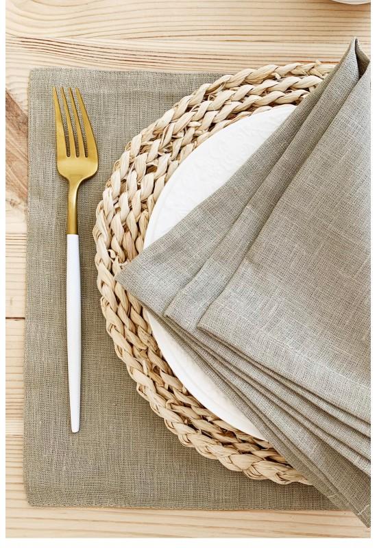 Linen table placemats in Sand