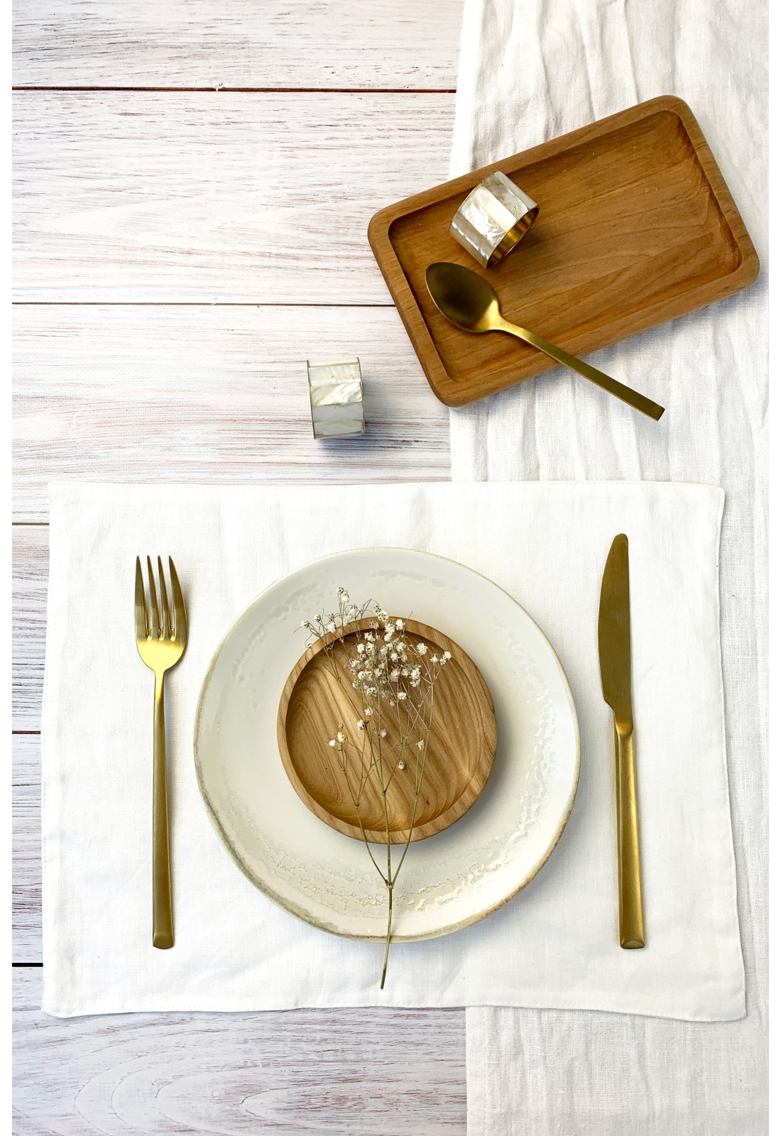 Stylish White Linen Cloth Table Placemats for Dinner, Everyday