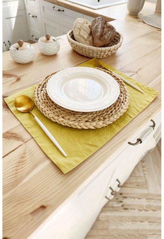 Cloth placemats chartreuse yellow linen dinner set