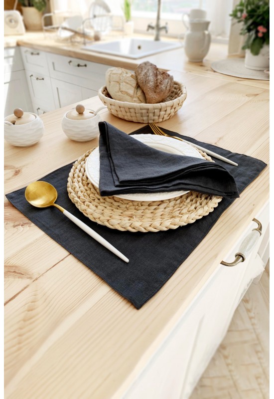 Linen table placemats in Dark gray (Charcoal)